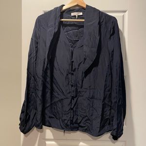 Navy Silk Blouse
